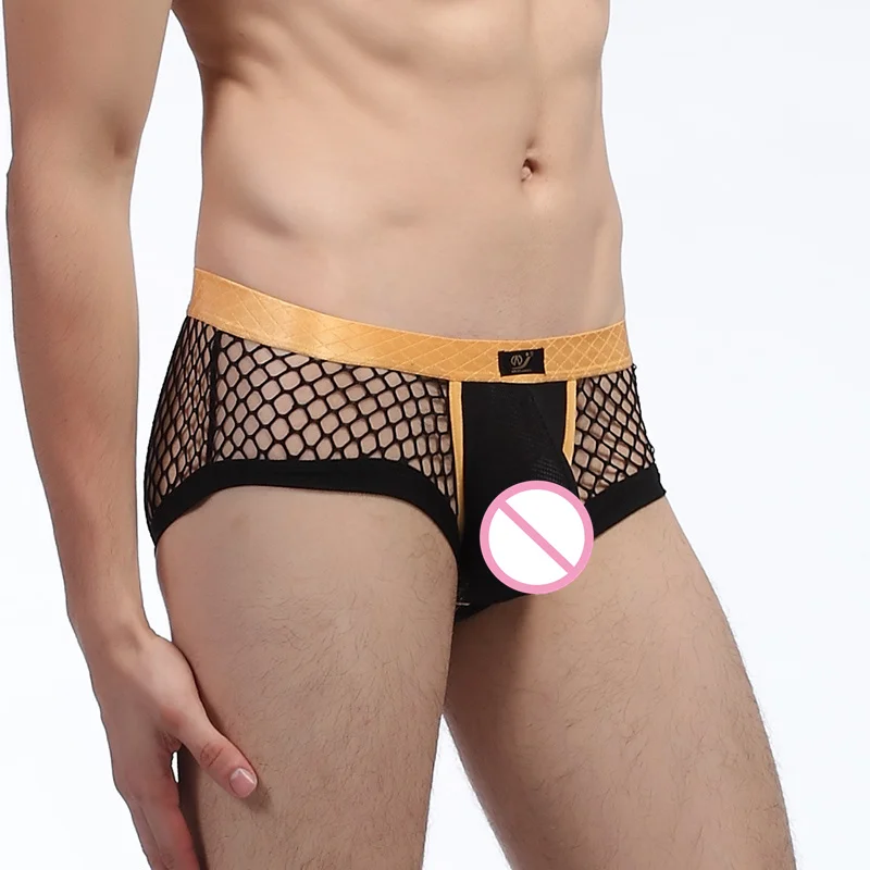 AIIOU мужские боксеры нижнее белье ультра-тонкая сетка дышащий See Through Gay U Pouch выпуклые сексуальные трусики слип Cueca боксеры нижнее белье