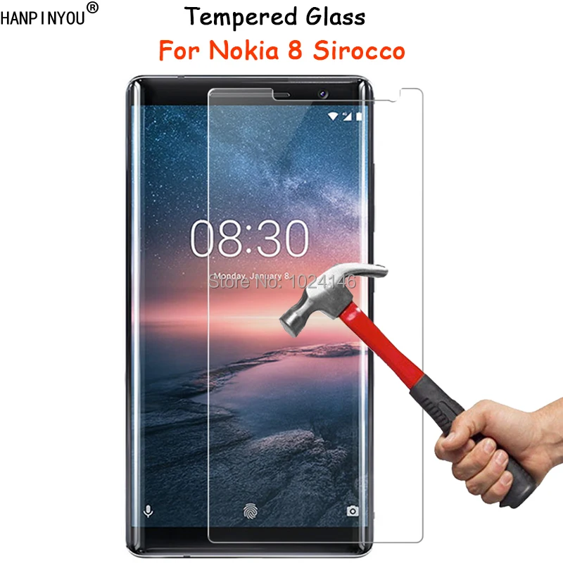 

For Nokia 8 Sirocco 5.5" Clear Tempered Glass Screen Protector Ultra Thin Explosion-proof Protective Film + Cleaning Kit