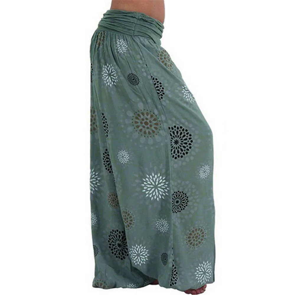 

New Women Casual Harem Pants Single Code Loose Printing Multi-color Ladies Wide Leg Pants Boho Casual Loose Elastic Harem Pants
