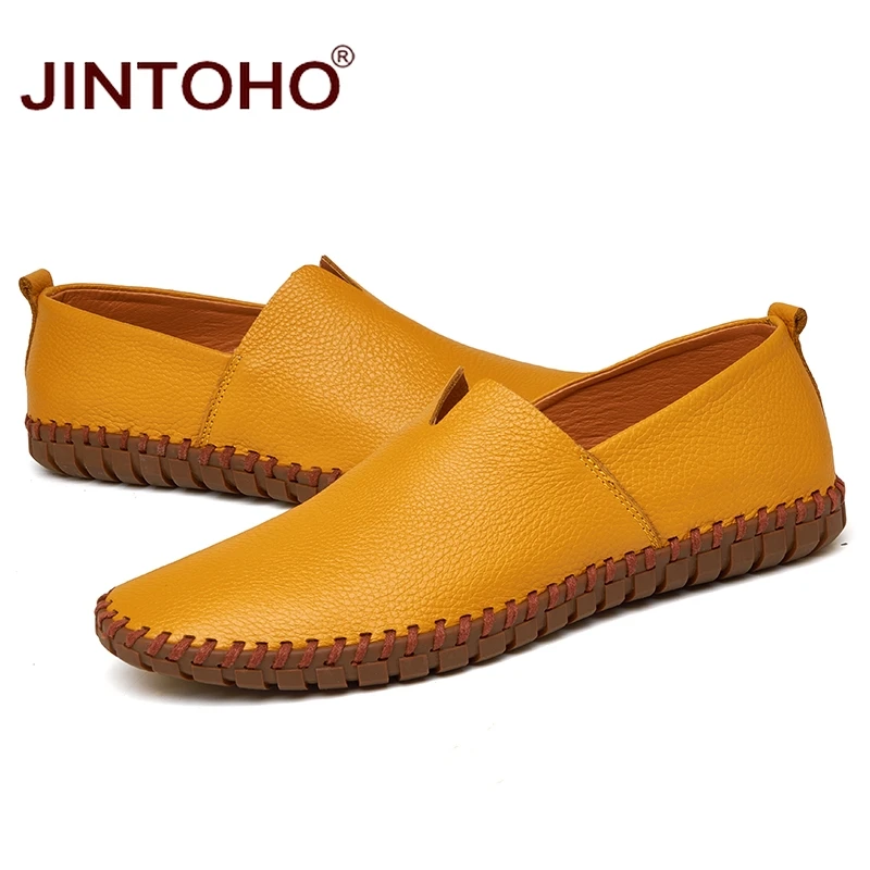 Туфли JINTOHO мужские из натуральной кожи Модные слипоны итальянские кожаные лоферы