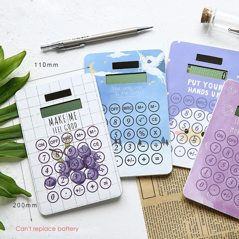 

JIANWU 1pcs cute cartoon animal calculator 8 bit LED solar calculator mini portable kawaii School office supplies