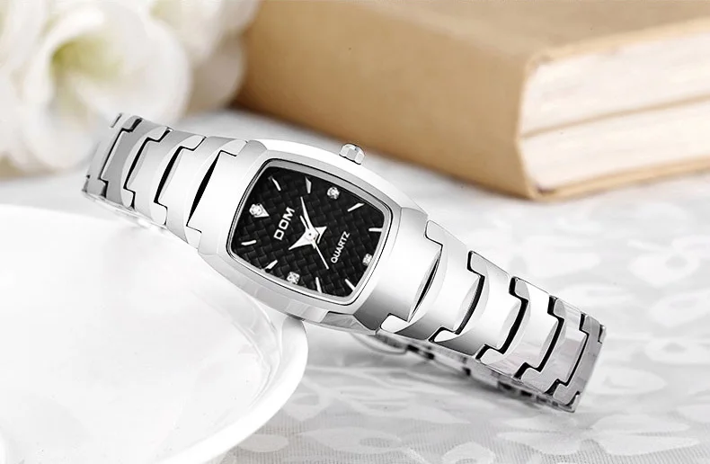 DOM женские часы Топ бренд бизнес Relogio Masculino Япония Movment Вольфрам сталь платье повседневное кварцевые наручные W-327CK-5M