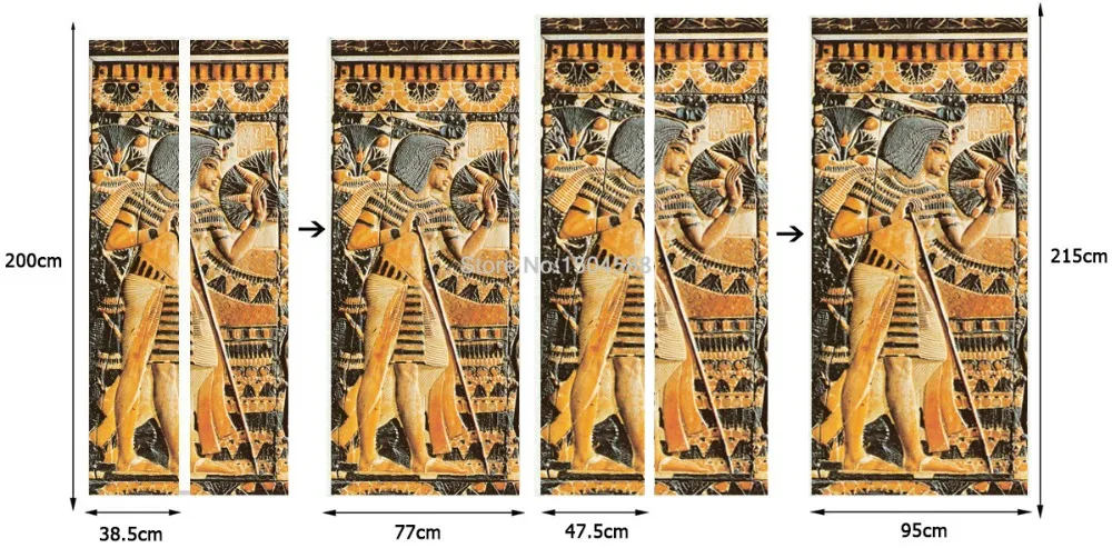 Домашний декор, наклейка на дверь, европейский стиль, ретро, 3D рельеф, египетская статуя Фараона, портретные обои, ПВХ, самоклеющиеся наклейки на дверь