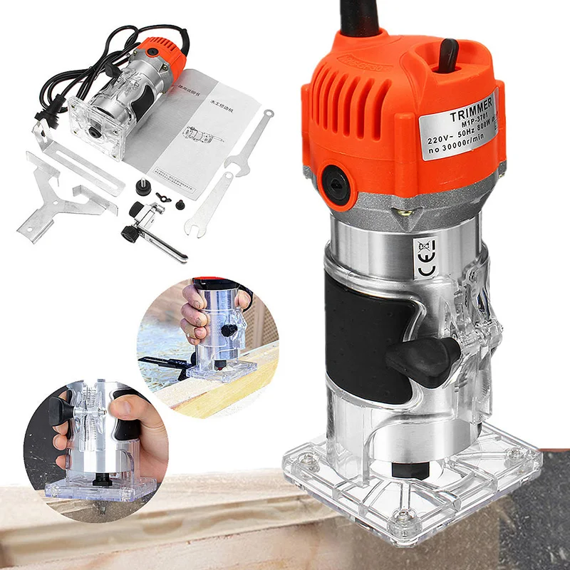 800W 30000rpm Woodworking Electric Trimmer Wood Milling Engraving Slotting Trimming Machine Hand Carving Wood Router