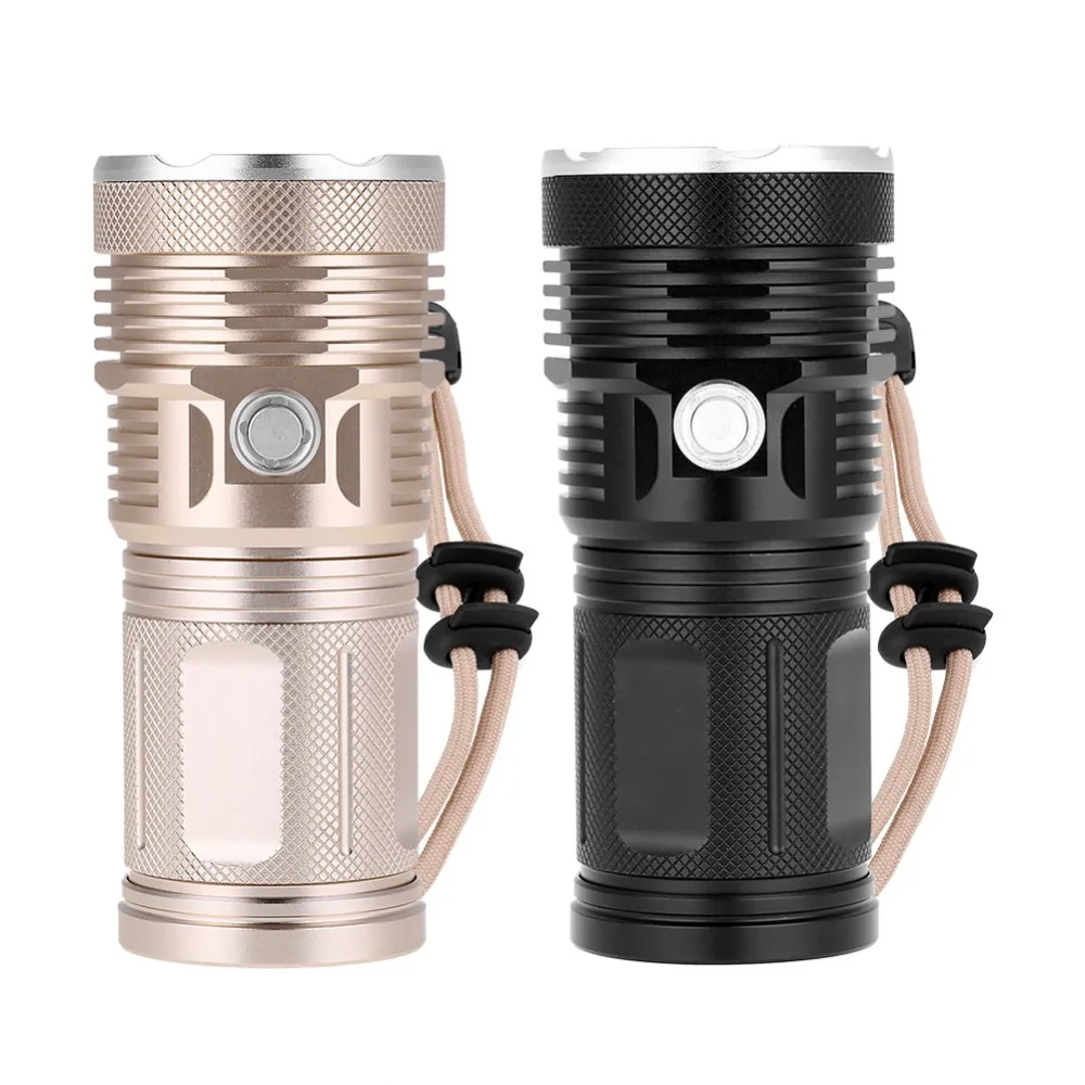 

Mini Portable Flashlight 16 LED IPX-7 Waterproof Super Powerful Nignt Light Searchlight with SOS Function Black/ Gold 2 Colors