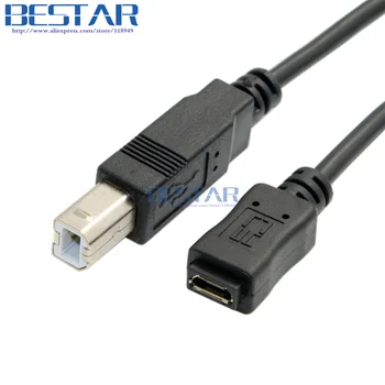 

5FT Micro USB Female to Standard USB 2.0 B Type Male Data extension Cable 1.5m micro-USB connector for Printer Scanner Hard Disk