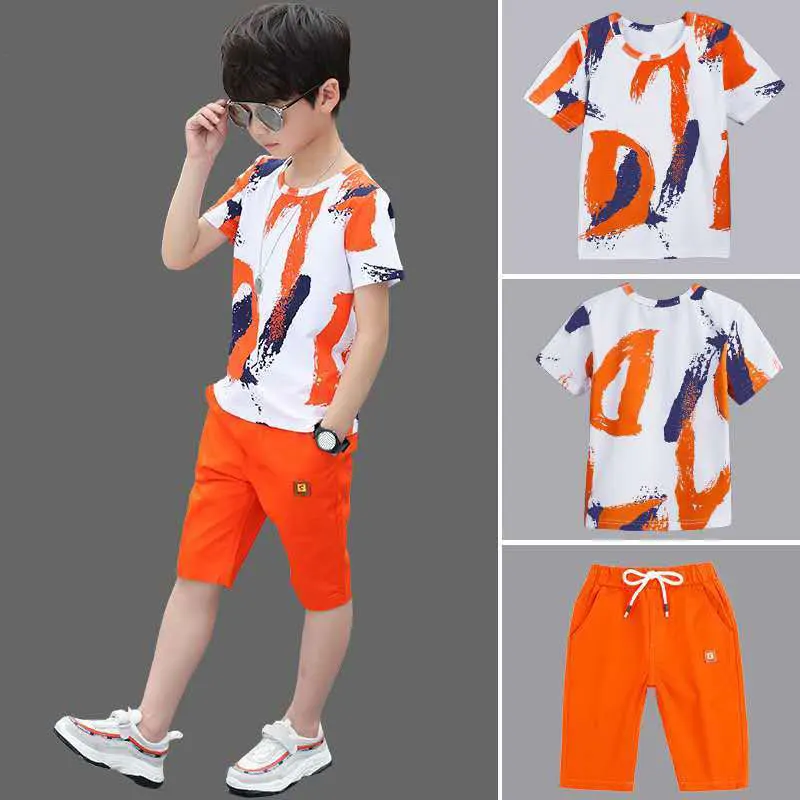 

Small boys summer wear children's sports short sleeve two-piece mid-2019 big boys boys new fashion clothes