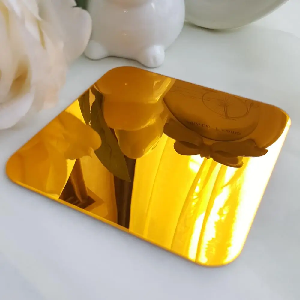 Креативные Круглые лепестки цветов 3d акриловое декоративное зеркало настенные наклейки для гостиной спальни декор для потолка двери наклейки R003 - Цвет: Gold