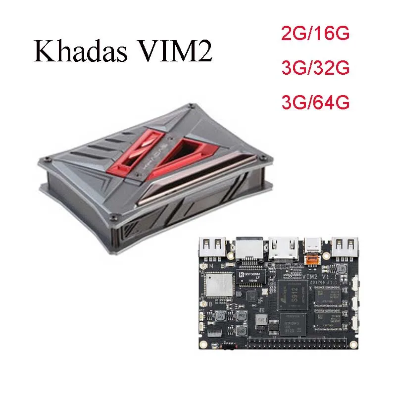 ТВ приставка Khadas VIM2 Max с открытым исходным кодом Восьмиядерный процессор 2G/3G RAM DDR4