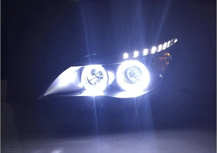 Автозапчасти Стиль светодиодный налобный фонарь для BMW E60 520 523 525 530 светодиодный фары drl Биксеноновая разрядная лампа высокой интенсивности для объектива ближнего и дальнего света