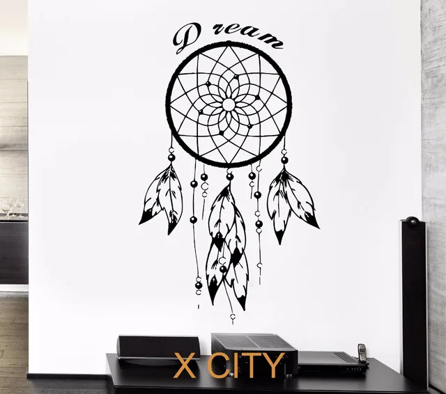 black wall decal dreamcatcher native american indian quote dream