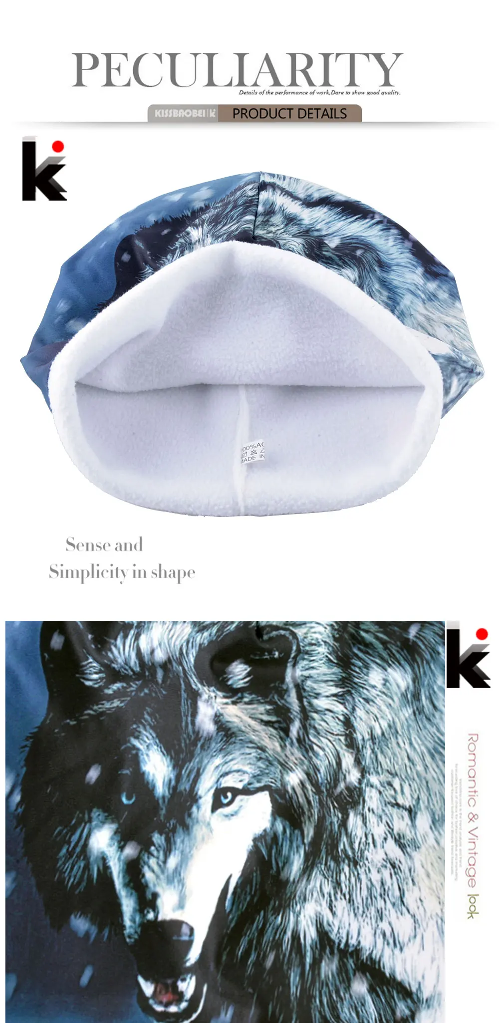 Top Fashion Skullies Beanies Men Wolf Pattern Winter Bonnet Caps Women Hip Hop Hats Streetwear Punk Bone Gorras Thick Ski Hat