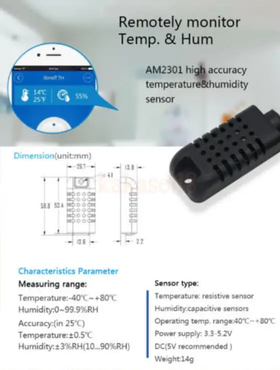 Itead Sonoff TH 10A/16A мониторинг температуры и влажности WiFi умный переключатель контроллер датчик Функция синхронизации для смартфона