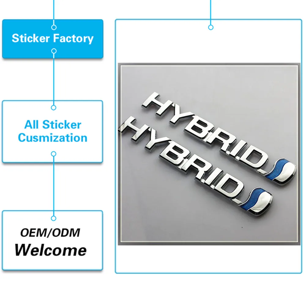 

UV protected OUTDOOR DURABLE waterproof custom chrome car sticker abs
