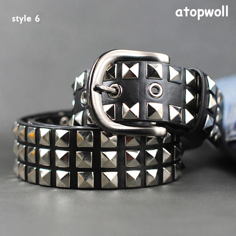 

Fashion Style metal PU Leather Punk Strap Waist Rivet Belt For Female Male Vintage Belts punk Simple decorative waistband