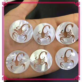 

20PCS/ Lot 30MM Scorpions Dirlled Round Mother of Pearl Shell For Jewelry