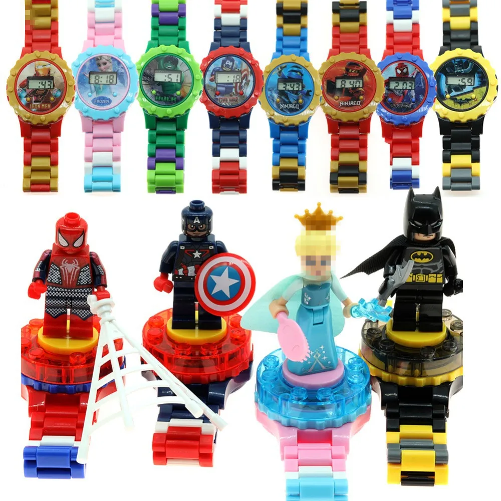 

Marvel Avengers Batman Hulk Iron Man Thanos Kids Logoing Building Blocks Assembling Educational Watch Toys Building Blocks Gift