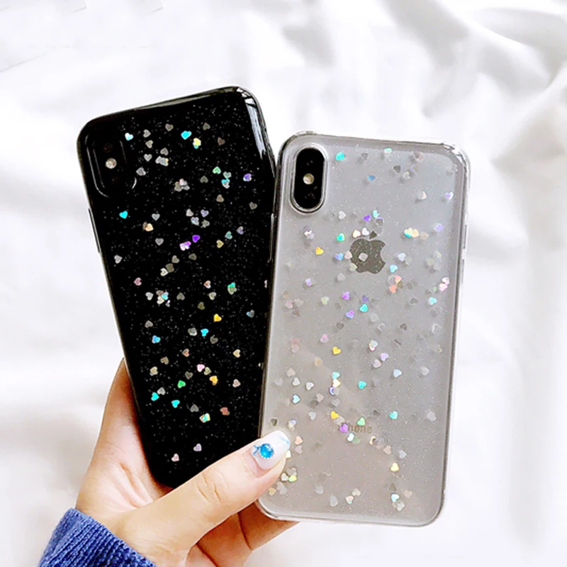 LACK-Fashion-Star-Phone-Cases-For-iphone-X-Love-Heart-Shining-Powder-Case-Bling-Glitter-Soft