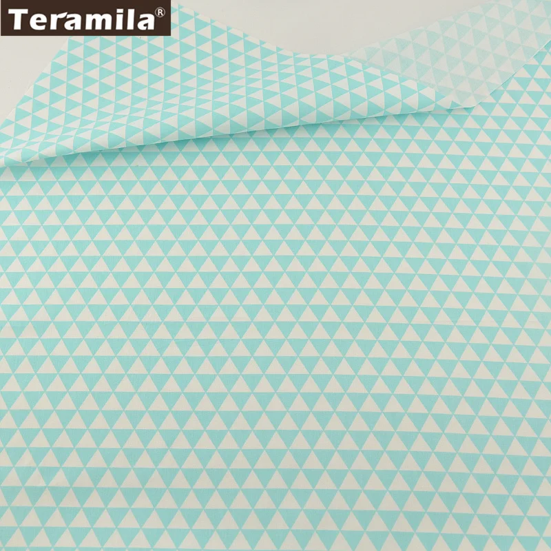 

TERAMILA New Home Textile Cotton Twill Fabric Light Green Triangle Soft Quilting Cloth Tecido For Bed Sheet Baby Beding Dolls