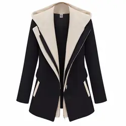 Женская куртка 2016 модная уличная casacos femininos пальто Женская тонкая Искусственная верхняя одежда с капюшоном пэчворк повседневные женские