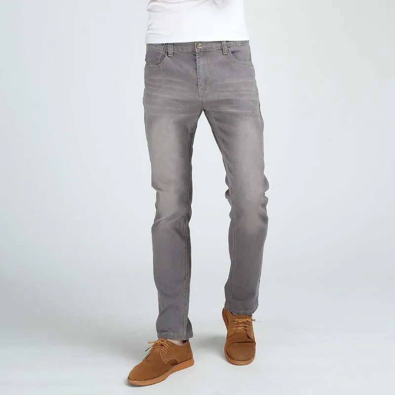 

2018 autumn new Men's Slim Fashion Jeans High Quality Male Elastic Gray Skinny Leisure Jeans Brand Clothing