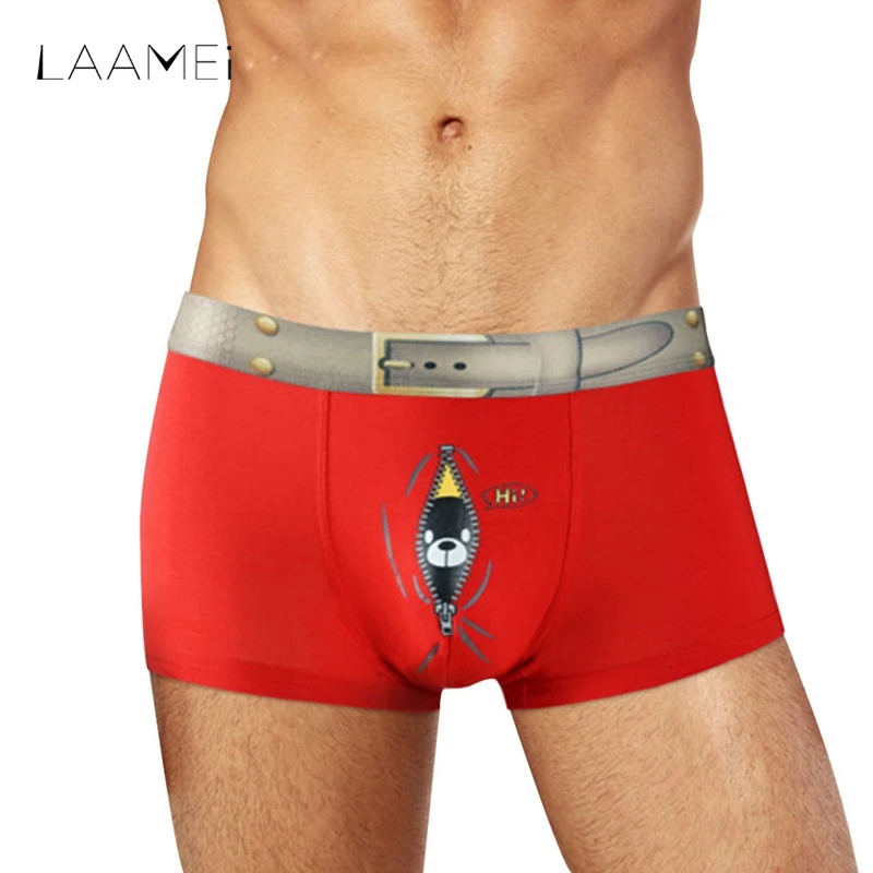

Laamei Personality Mens Four Corner Boxers Underwear Sexy Seamless Boxer Male Cartoon U Convex Comfortable Cool Underpants