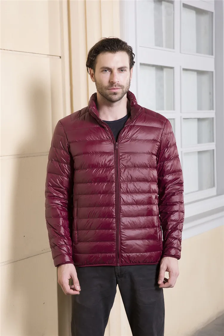 Men's Ultra Light Packable Down Jackets Hooded Slim Down Coats Man White Duck Padded Parkas Winter Puffer Jacket JK-634