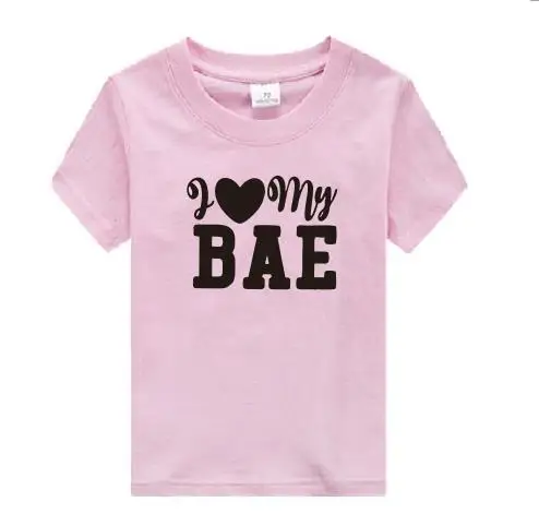 PADDY DESIGN BAE Best Auntie Ever I Love My Bae/футболка для всей семьи, топ для новорожденных, модные футболки с короткими рукавами - Цвет: pink t KIDS LOVE