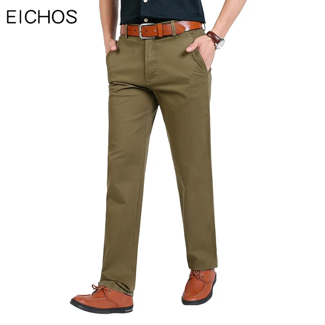 EICHOS Mens Joggers Cotton Solid Color Business Casual Winter Pants Men