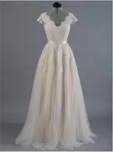 2016 Hot Sales New Tulle A-Line V-Neck Champagne Lace Wedding Dresses Bridal Gowns Custom Size 2 4 6 8 10 12 14 16 18++ W1255