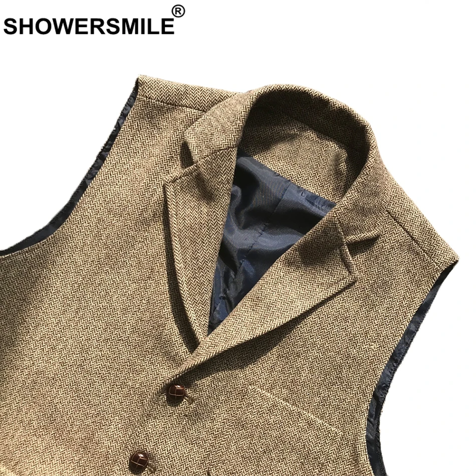 Poches Vestes Printemps Brown Grey Vintage Chevrons 3xl Sans Manches drak Showersmile Hommes Mâle Automne Gris Tweed Light Gilet Laine Foncé Multi lK5T1JuFc3