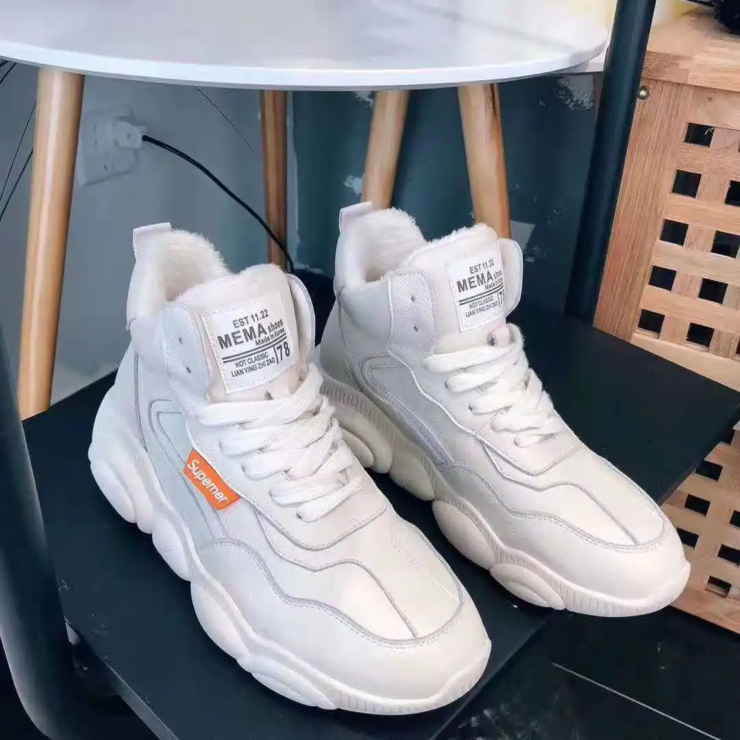 

2018 New Genuine Leather warm-keeping sneakers outdoor waterproof, skid-proof and portable women's cotton shoes for Tourism