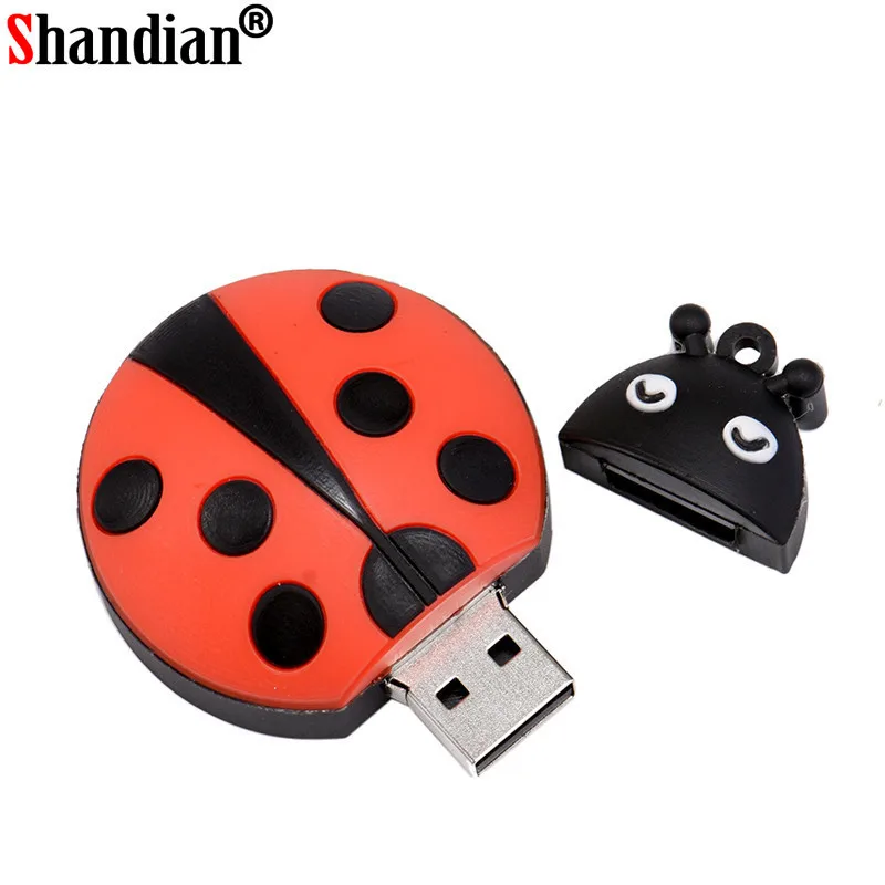 SHANDIA, флеш-накопитель usb, милый жук, карта памяти, флеш-накопитель, персональный мини-накопитель, 4 ГБ, 16 ГБ, 32 ГБ, 64 ГБ, божья коровка, cle