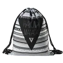 HAKUNA MATATA Women geometric Backpack 3D printing travel softback women mochila drawstring bag mens backpacks
