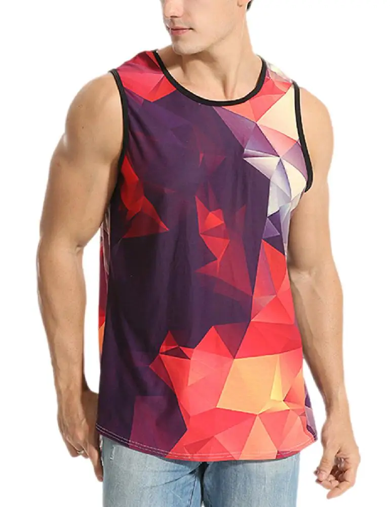 3D Printing Men's Tank Tops Men Fashion 3D Red Printing Sleeveless O