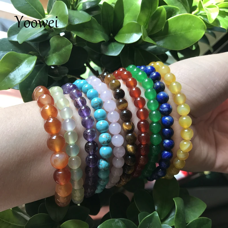 

Yoowei Wholesale Genuine Beaded Bracelet for Unisex Amethyst Rose Quartz Tiger Eye Lapis Lazuli Agate Natural Gemstone Jewelry