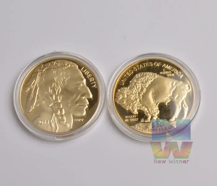 4 шт./лот, 1967, Южная Африка, кругеррэнд и американские монеты буйвола, сувенир, позолоченные монеты, круглые, смешанный заказ