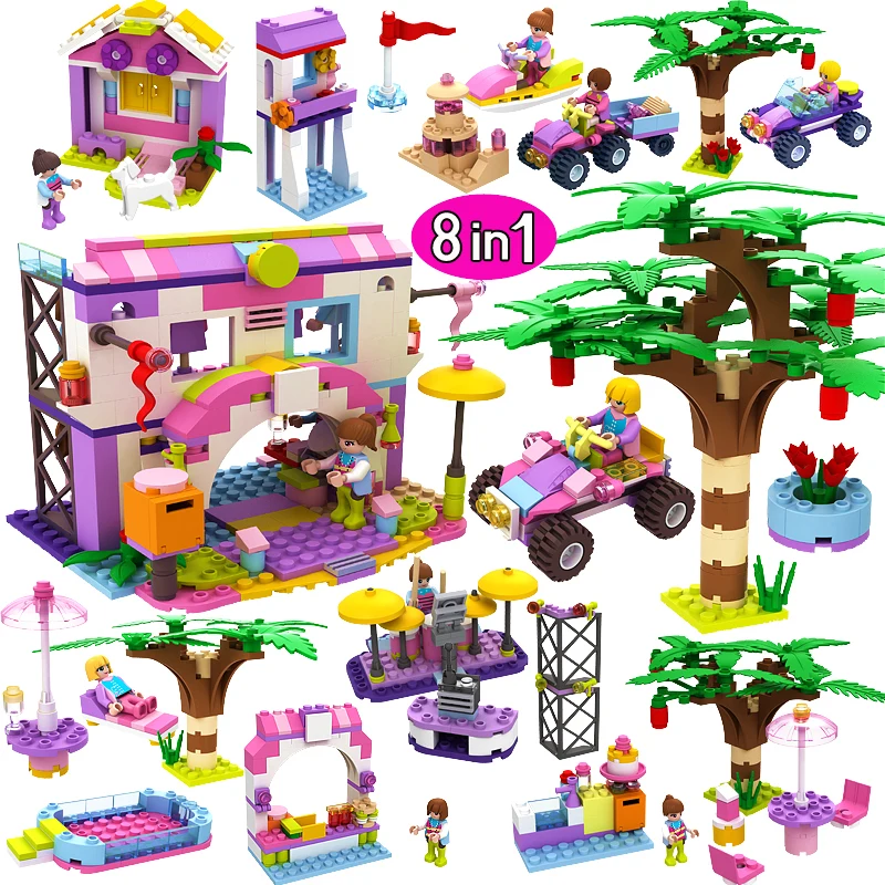 

COGO Girls Educational Building Stacking Blocks Toys For Children Gifts City Friends 8IN1 Compatible Legoe