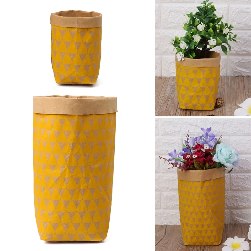 

Washable Kraft Paper Bag Plant Flower Pots Multifunction Home Storage Bags Reuse Kraft Paper Holder
