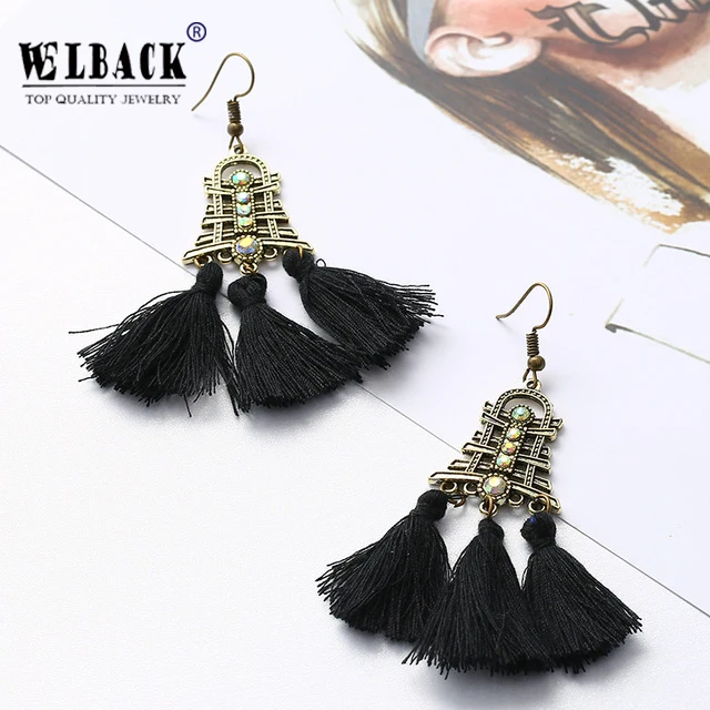 2018 Women Bohemian Long Tassel Earrings Vintage Fringe For Summer Jewelry Transparent Bead Earplug | Украшения и аксессуары