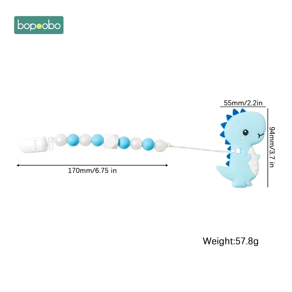 Bopoobo 1 шт. Детские продукты без БФА, силиконовый Прорезыватель динозавра жемчужные бусины пластиковая пустышка зажим ювелирных изделий для зубных цепей