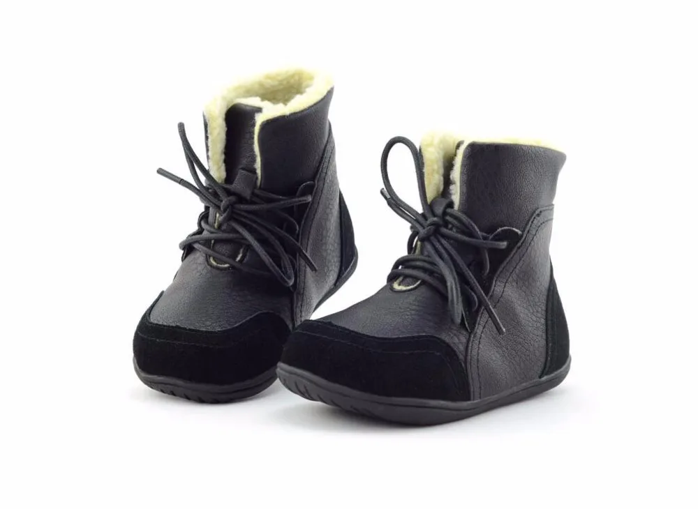 Зимние толстые теплые флисовые детские ботинки из натуральной кожи Размеры 22-33 детей на шнуровке кожаные ботинки martin для мальчиков и