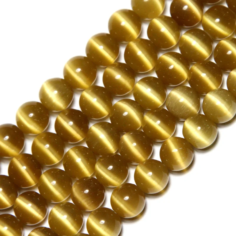 Golden Yellow Crystal Cat Eye Beads Diy Spacer Beads For Jewelry Making