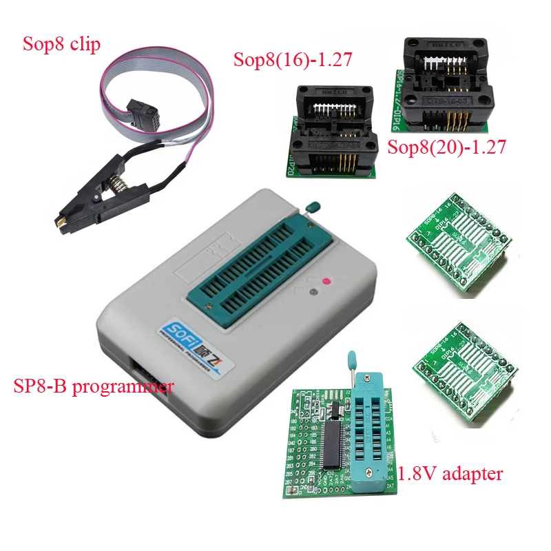 SoFi SP8-B programmer with sop8 clip sop8 150mil socket Sop8(20)-1.27 socket with 1.8 V adapter цена SoFi SP8-B programmer with sop8 clip sop8 150mil socket Sop8(20)-1.27 socket with 1.8 V adapter цены онлайн