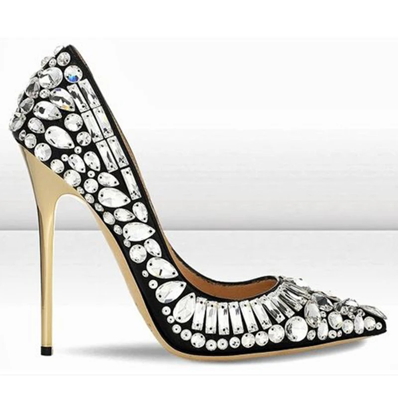white sparkly high heels