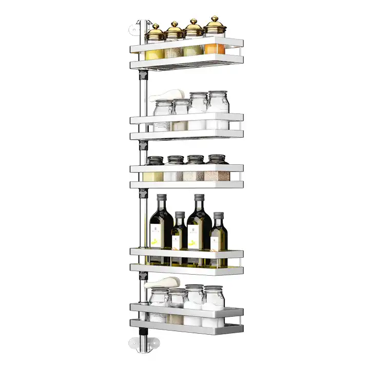 Stainless Steel Rotatable Corner Shelf Countertop 2 Tier Spice