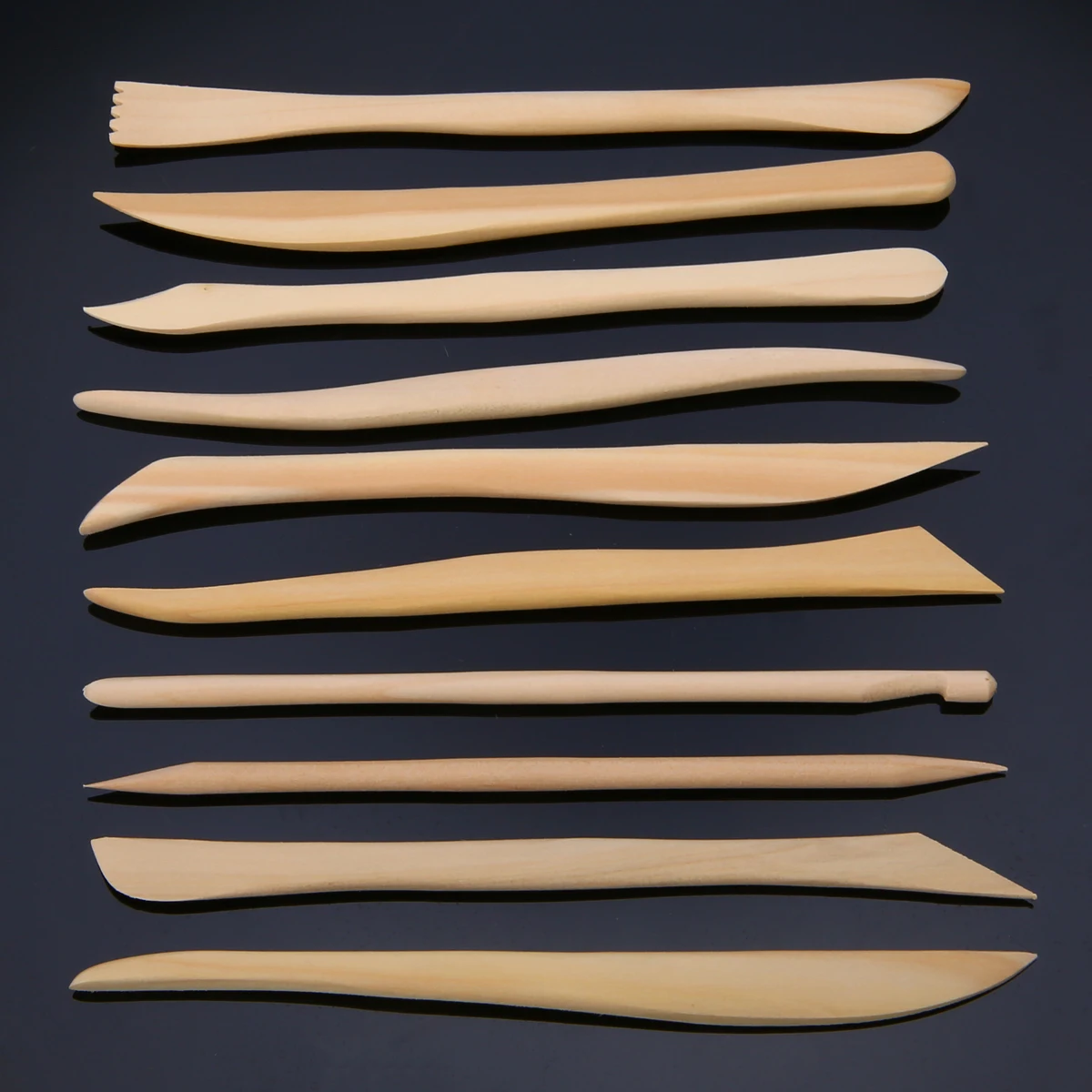 New 10pcs Wood Wooden Clay Modeling Tools Set Polymer Clay Tools Sculpting DIY Engrave Craft Play dough Handicraft Smooth Tools