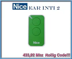 2 шт. гараж передатчик для NICE INTI2 зеленый плавающий код 433,92 МГц