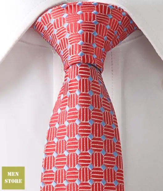

Red Checkers Blue Dots Men Jacquard Woven Skinny Slim Narrow 2.5" Necktie 6.5 cm Neckwear Wedding Party Tie LT180