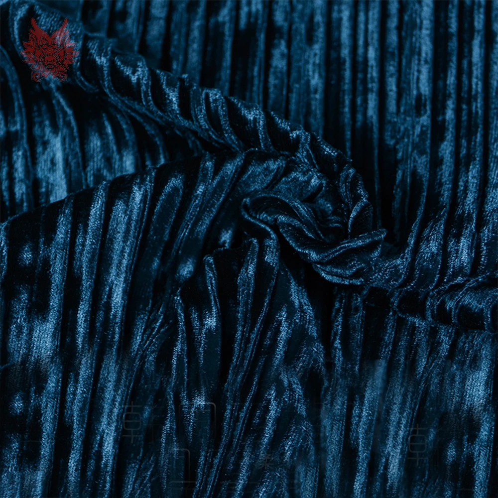 Роскошный Королевский синий плиссированный Велюр ткань бархат стрейч одежда из ткани для Зима Осень платье пальто брюки tissu stoffen SP5685